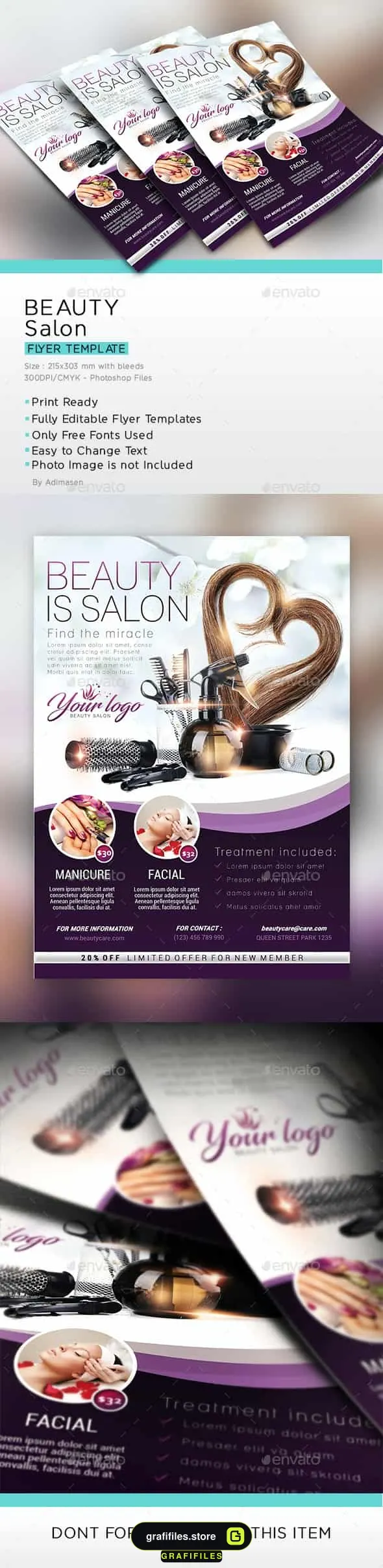 فایل لایه باز تراکت سالن زیبایی Beauty Salon Flyer