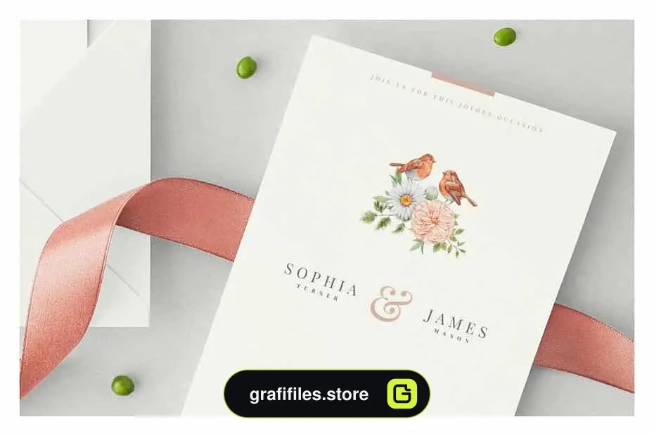 فایل لایه باز کارت دعوت عروسی Beryl Wedding Invitation Suite
