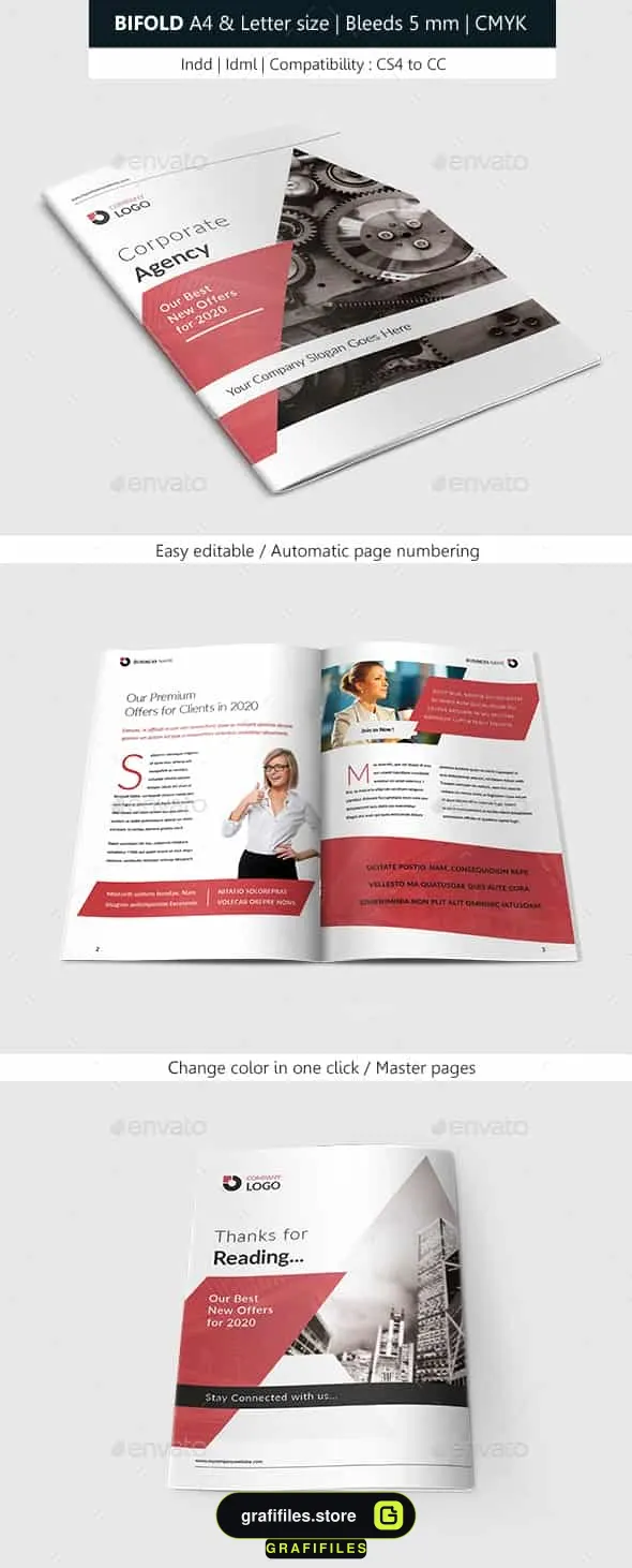 قالب ایندیزاین بروشور Bifold Brochure Corporate Indesign Template