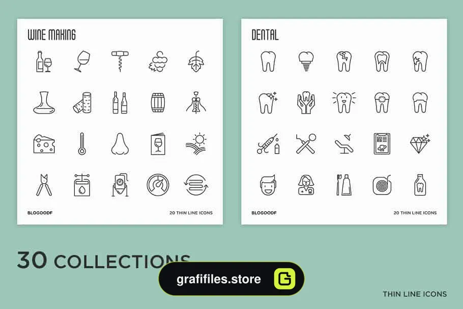 آیکون خطی Big Bundle | 500 Thin Line Icons