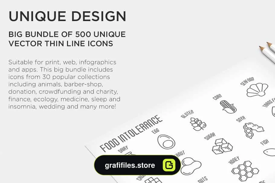 آیکون خطی Big Bundle | 500 Thin Line Icons