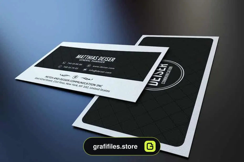 فایل لایه باز کارت ویزیت Black And White Business Card