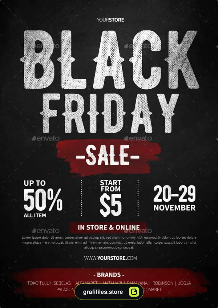 فایل لایه باز تراکت حراج جمعه سیاه Black Friday Flyer