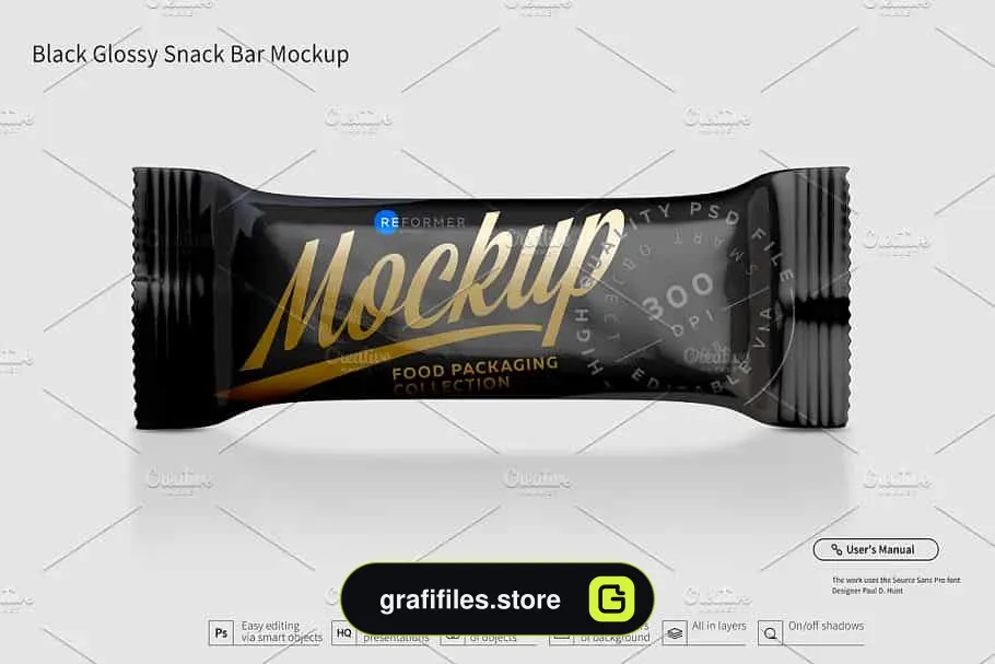 موکاپ بسته بندی شکلات Black Glossy