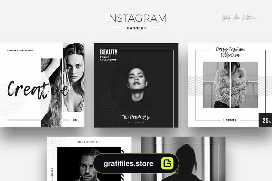 فایل لایه باز شبکه اجتماعی Black & White Social Media Designs