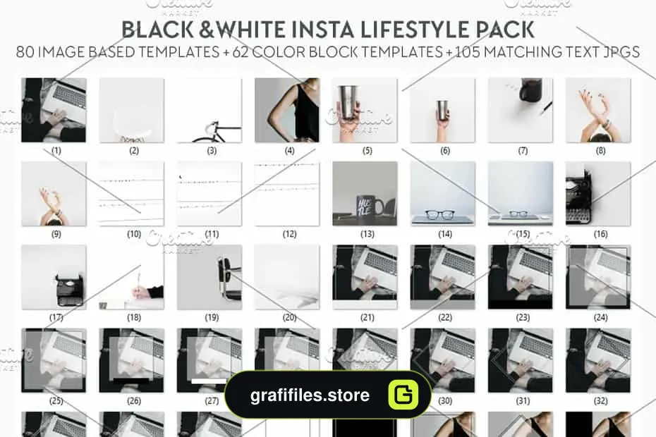 فایل لایه باز شبکه اجتماعی Black & White Social Media Pack