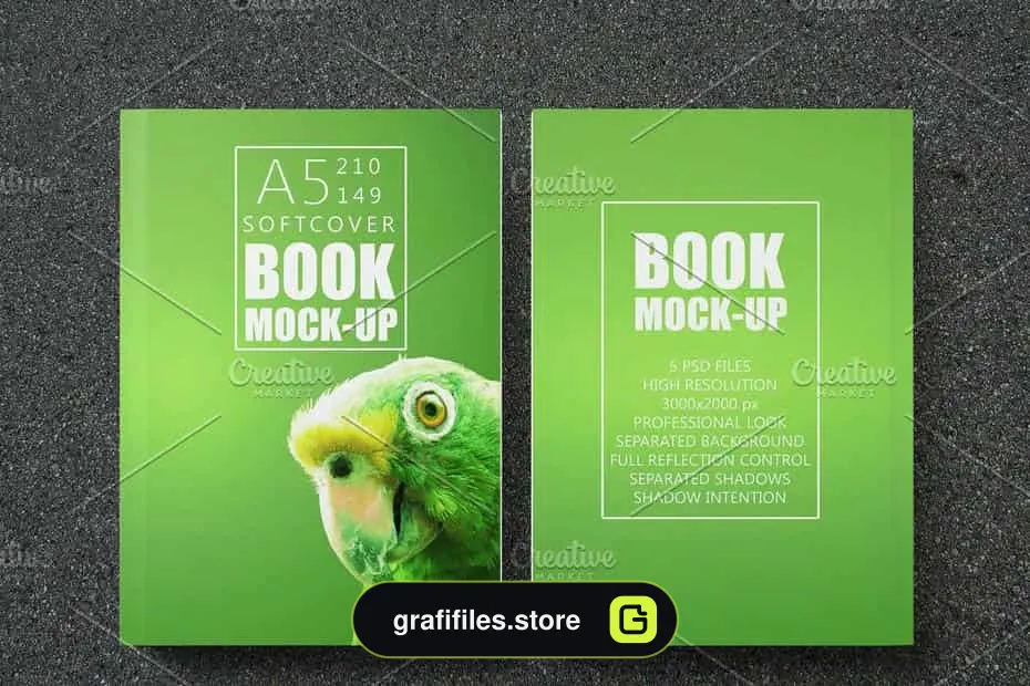 موکاپ کتاب Book Mock-Up | A5 | Soft Cover