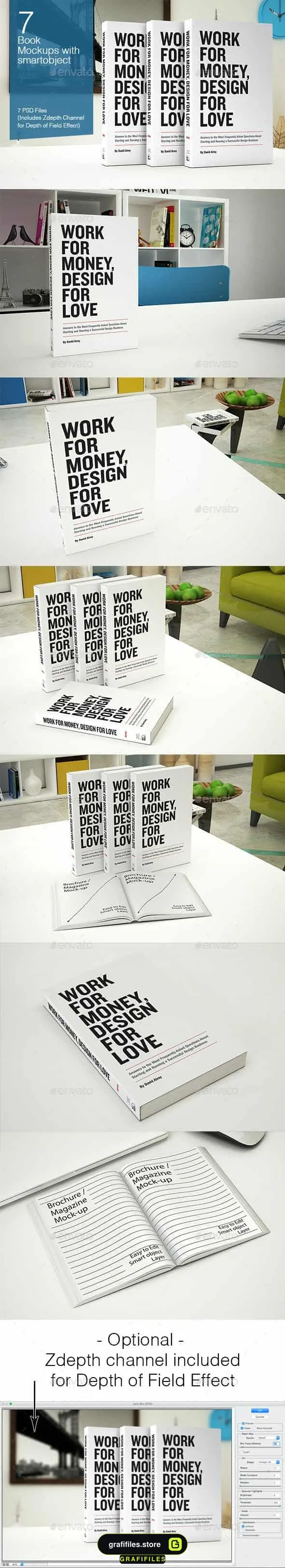 موکاپ کتاب Book Mockup – 7 Poses