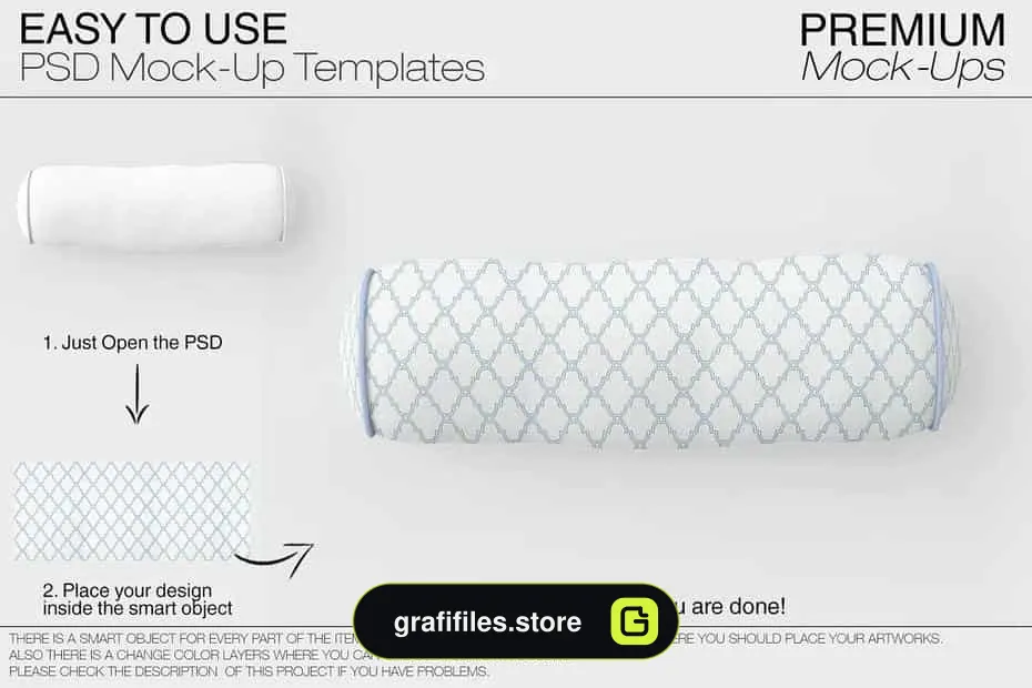 موکاپ بالش Bordered Bolster Pillow Mockup Pack - 15