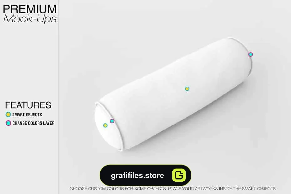 موکاپ بالش Bordered Bolster Pillow Mockup Pack - 9