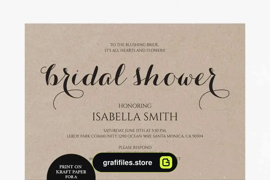 فایل لایه باز کارت دعوت عروسی Bridal Shower Invitation