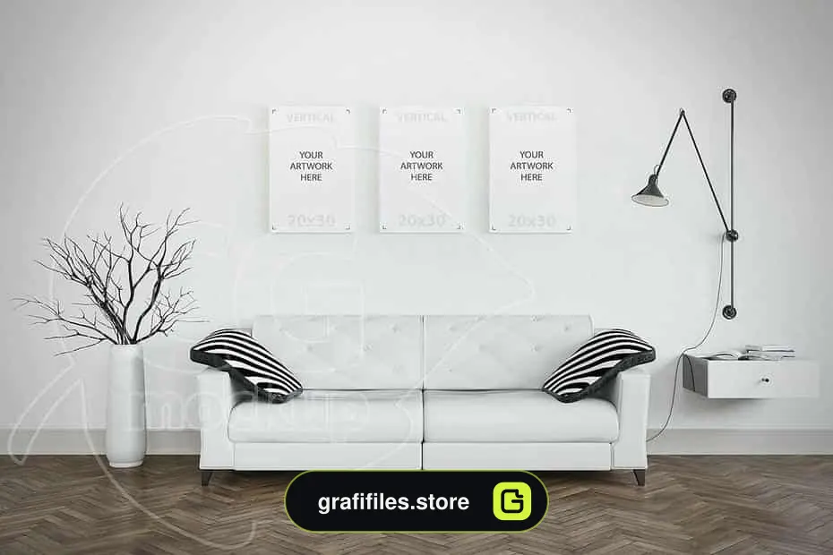 موکاپ صحنه داخلی BUNDLEx4 Interior Mockup