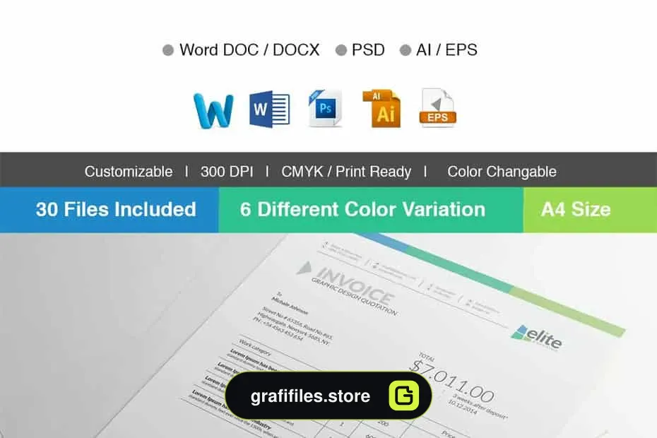 دانلود فایل لایه باز فاکتور Business Invoice Template - 2 فایل لایه باز فاکتور Business Invoice Template