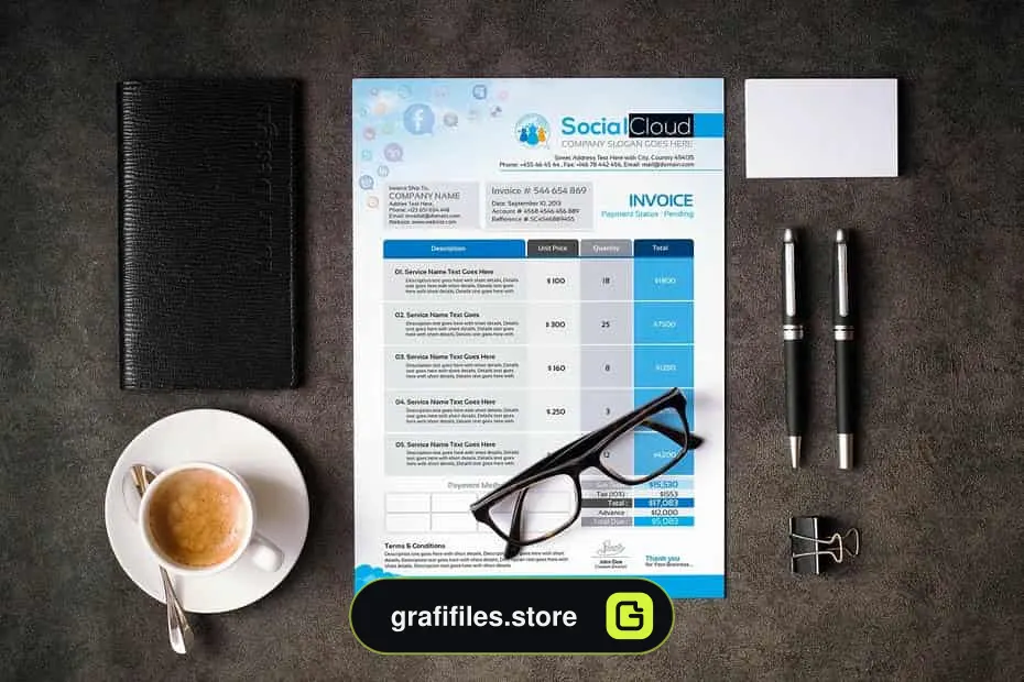 دانلود فایل لایه باز فاکتور Business Invoice Template - 7 فایل لایه باز فاکتور Business Invoice Template - 6