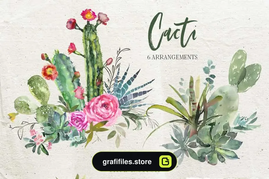 دانلود کلیپ آرت آبرنگی کاکتوس Cacti Watercolor Cactuses Clipart - 1 کلیپ آرت آبرنگی کاکتوس
