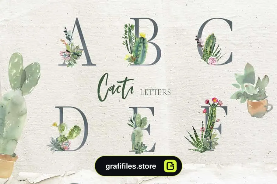 دانلود کلیپ آرت آبرنگی کاکتوس Cacti Watercolor Cactuses Clipart - 5 کلیپ آرت آبرنگی کاکتوس - 4