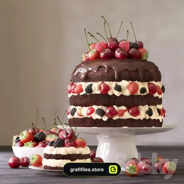 مدل سه بعدی کیک و بسکویت