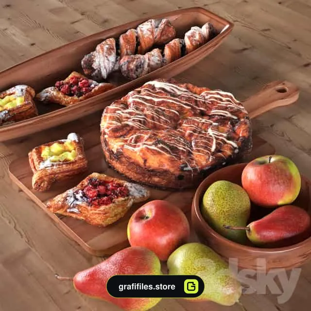 مدل سه بعدی کیک و یسکویت