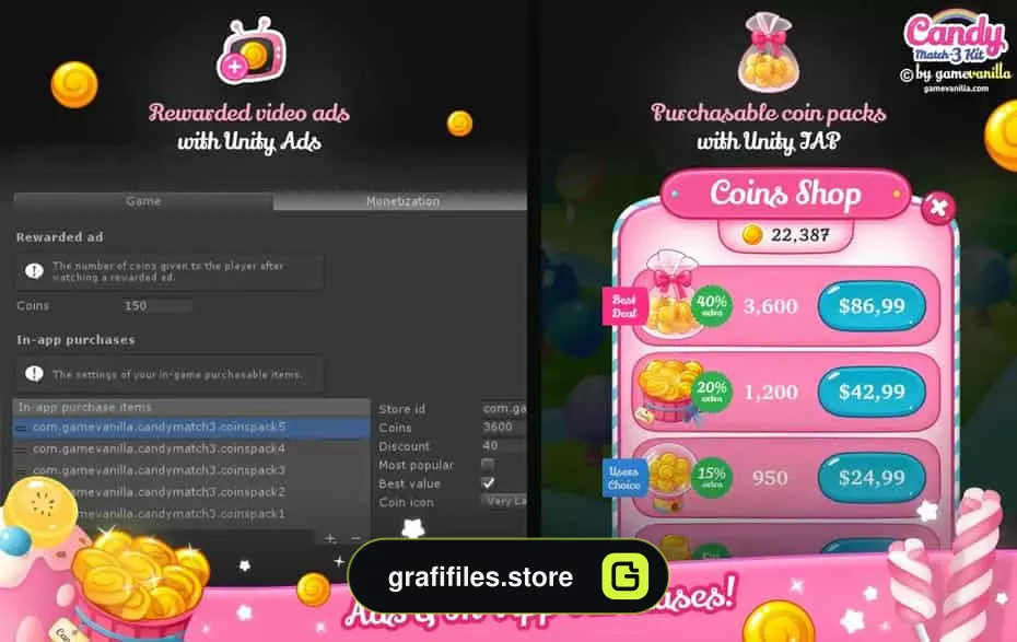 دانلود پروژه آماده بازی Candy Match 3 Kit برای یونیتی - 32 بازی Candy Match 3 Kit برای یونیتی - 31