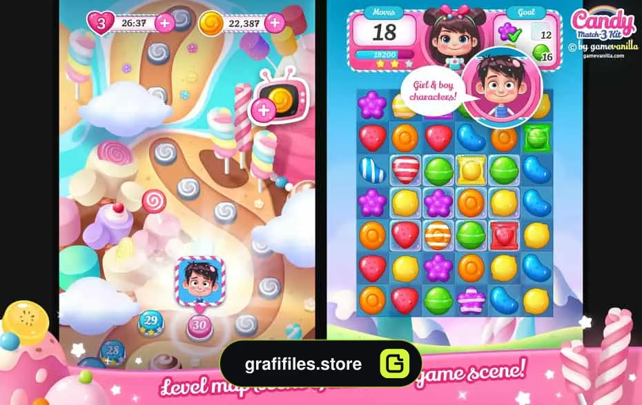 دانلود پروژه آماده بازی Candy Match 3 Kit برای یونیتی - 8 بازی Candy Match 3 Kit برای یونیتی - 7