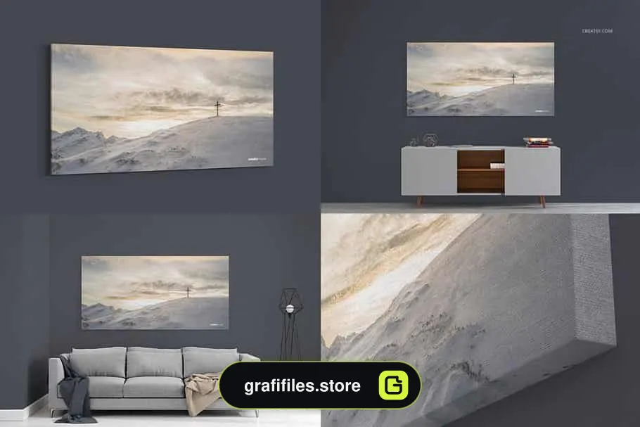 دانلود موکاپ تابلو نقاشی Canvas Print Many Sizes Mockup Set - 9 موکاپ تابلو نقاشی - 8