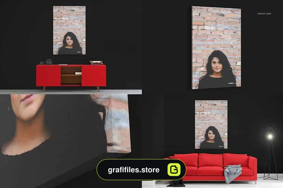 دانلود موکاپ تابلو نقاشی Canvas Print Many Sizes Mockup Set - 11 موکاپ تابلو نقاشی - 10