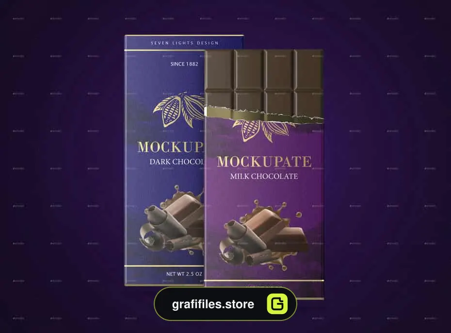 موکاپ بسته بندی شکلات Chocolate Bar Packaging Mockup
