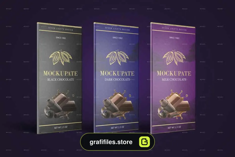 موکاپ بسته بندی شکلات Chocolate Bar Packaging Mockup