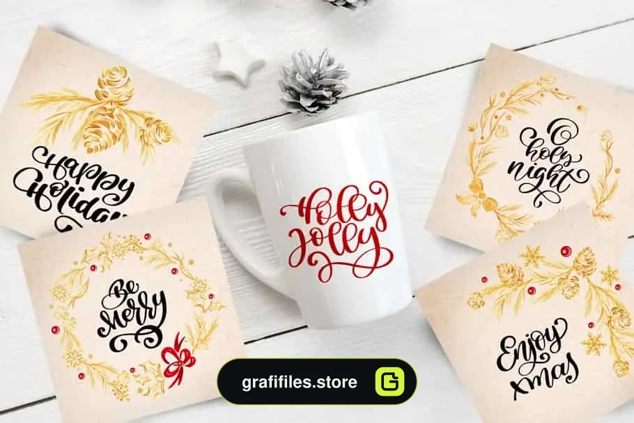 وکتور کریسمس Christmas Draw Lettering Objects