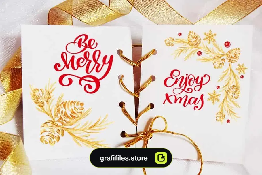 وکتور کریسمس Christmas Draw Lettering Objects