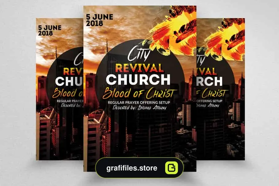 فایل لایه باز آگهی City Revival Church Flyers