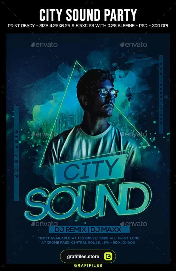 فایل لایه باز بنر City Sound Party Flyer