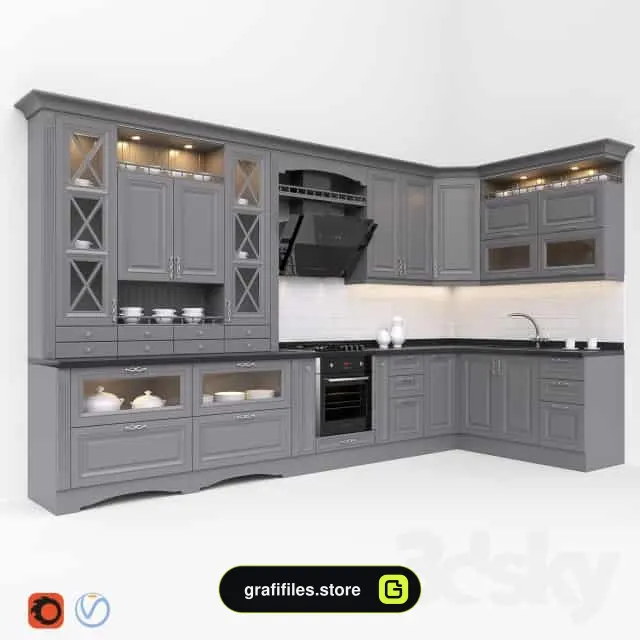 مدل سه بعدی کابینت کلاسیک
