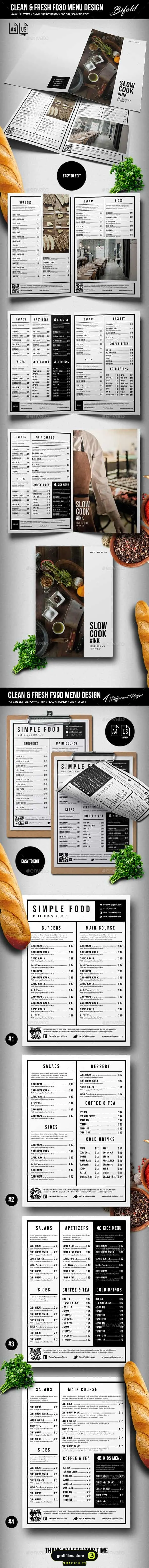 فایل لایه باز منو غذا Clean Fresh Food Menu Bundle