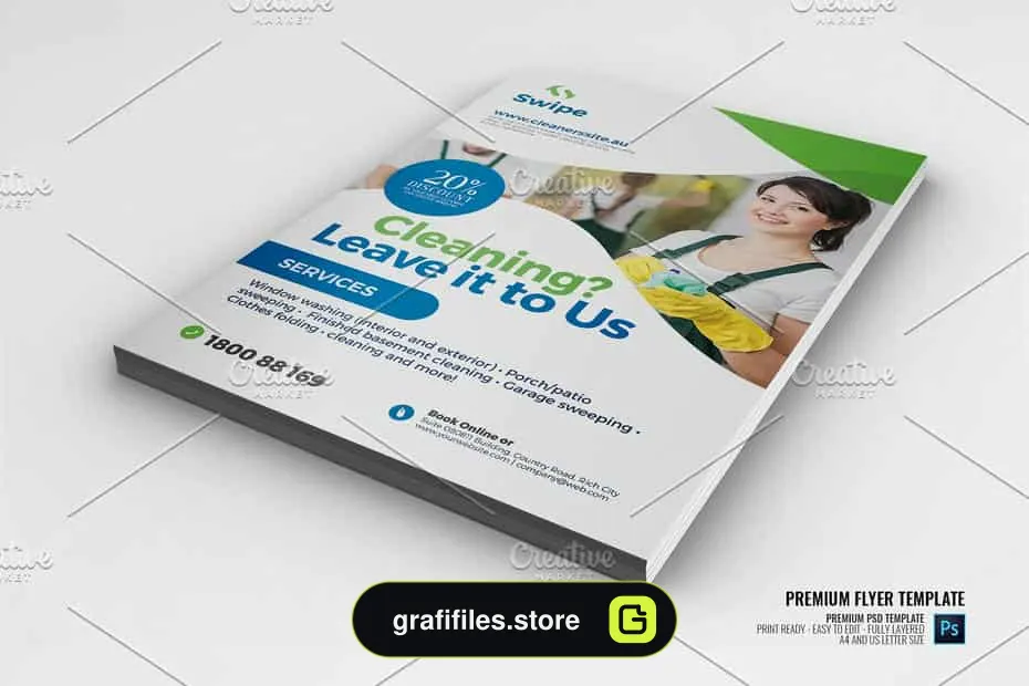 فایل لایه باز تراکت شرکت خدمات نظافتی
