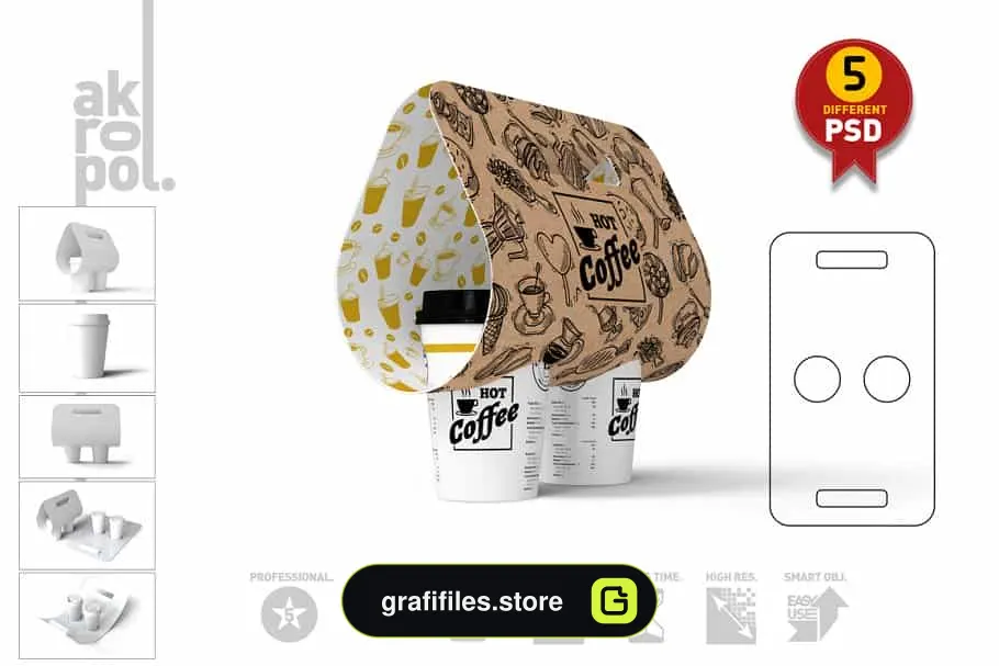 موکاپ لیوان قهوه Coffee Take out Carrier