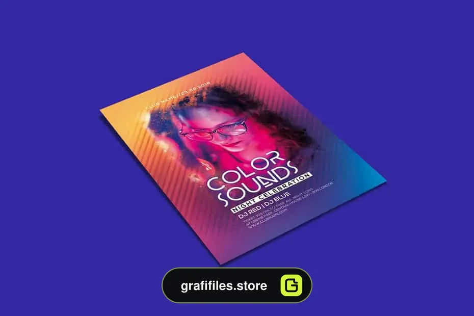 دانلود فایل لایه باز پوستر Color Sounds Party Flyer