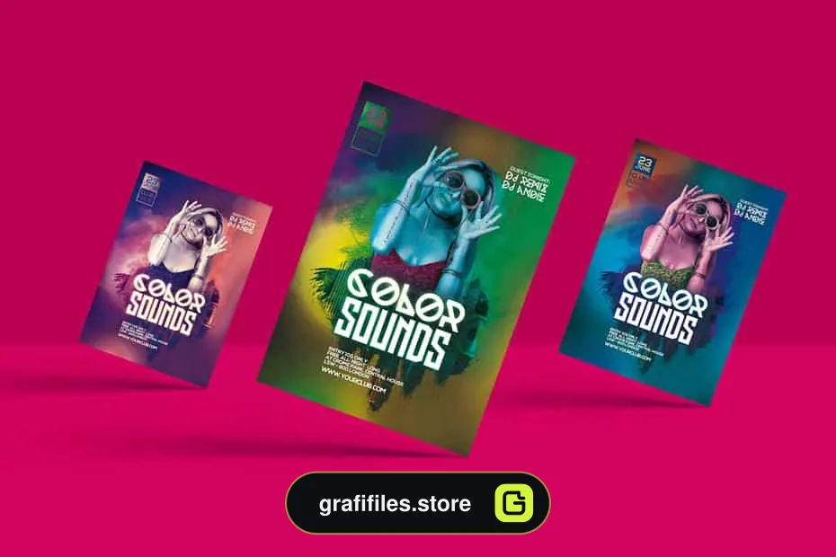 فایل لایه باز پوستر Color Sounds Party Flyer