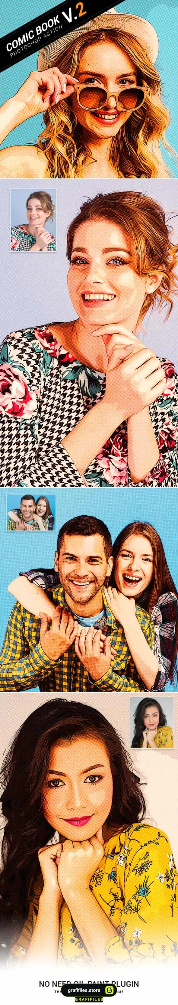 اکشن فتوشاپ افکت کمیک بوک - Comic Book Photoshop Action V.2 - 2 اکشن فتوشاپ افکت کمیک بوک - 1