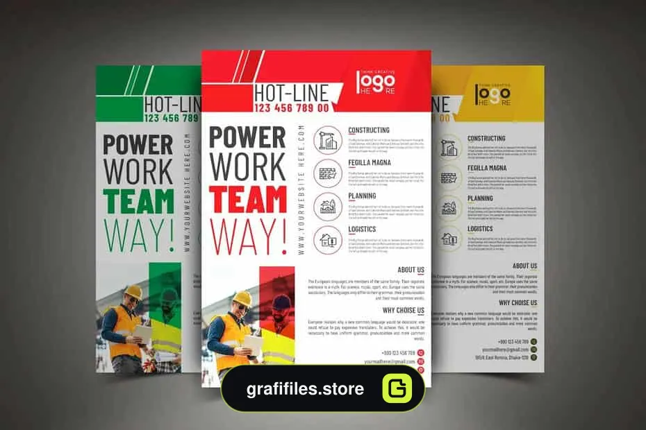 وکتور تراکت خدمات ساخت و ساز Construction Flyer Template