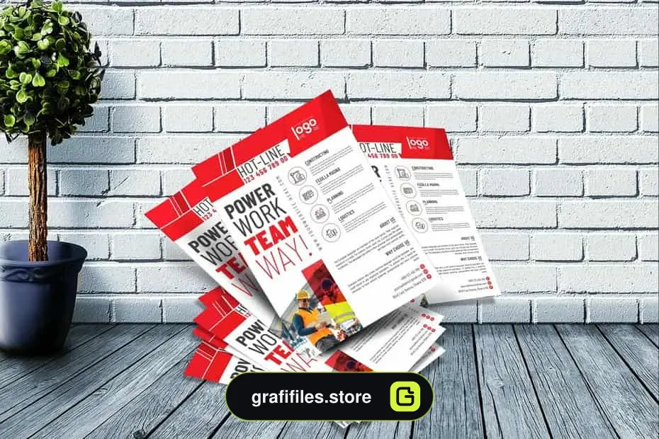 وکتور تراکت خدمات ساخت و ساز Construction Flyer Template