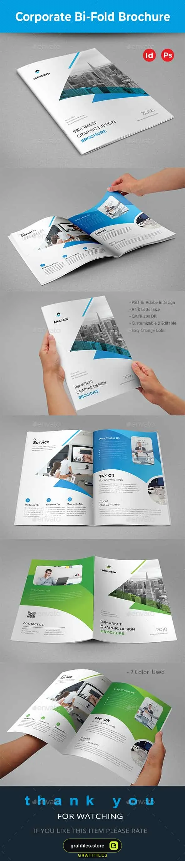 قالب ایندیزاین بروشور Corporate Bifold 