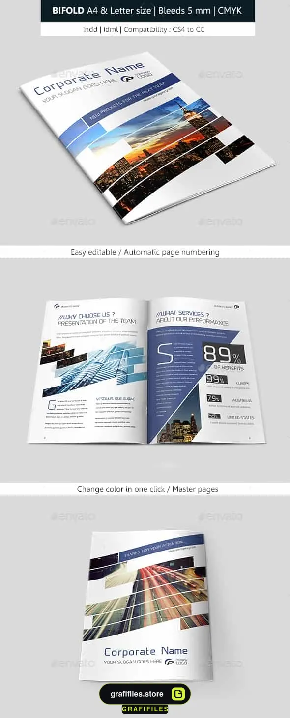قالب آماده ایندیزاین بروشور شرکتی Corporate Bifold