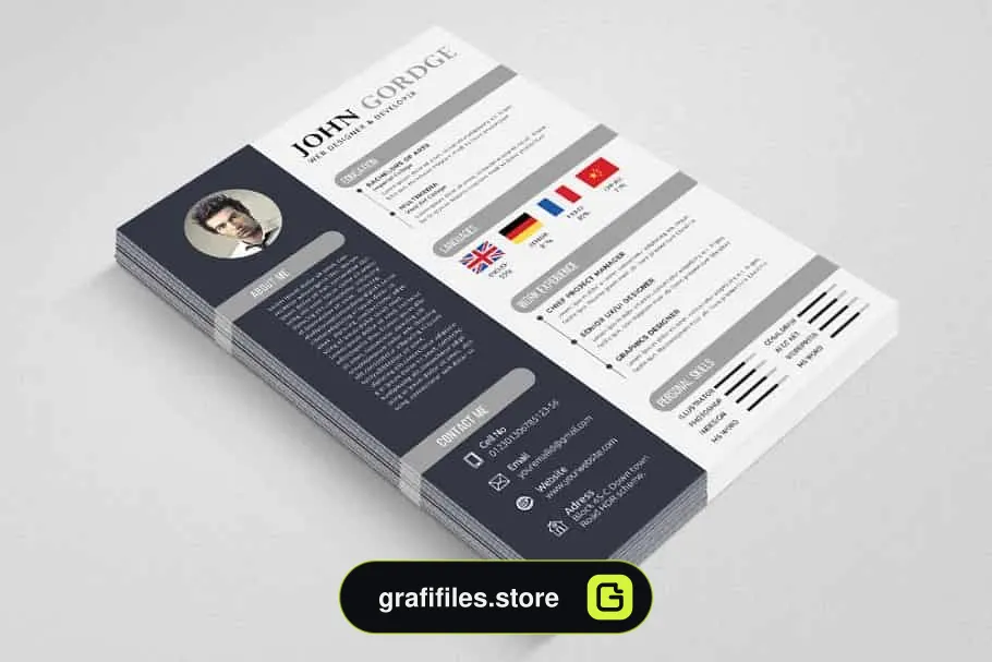 فایل لایه باز رزومه Creative CV Resume Word Design