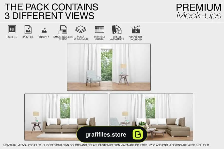 موکاپ پرده Curtains Mockup 2