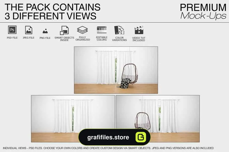 موکاپ پرده Curtains Mockup 3