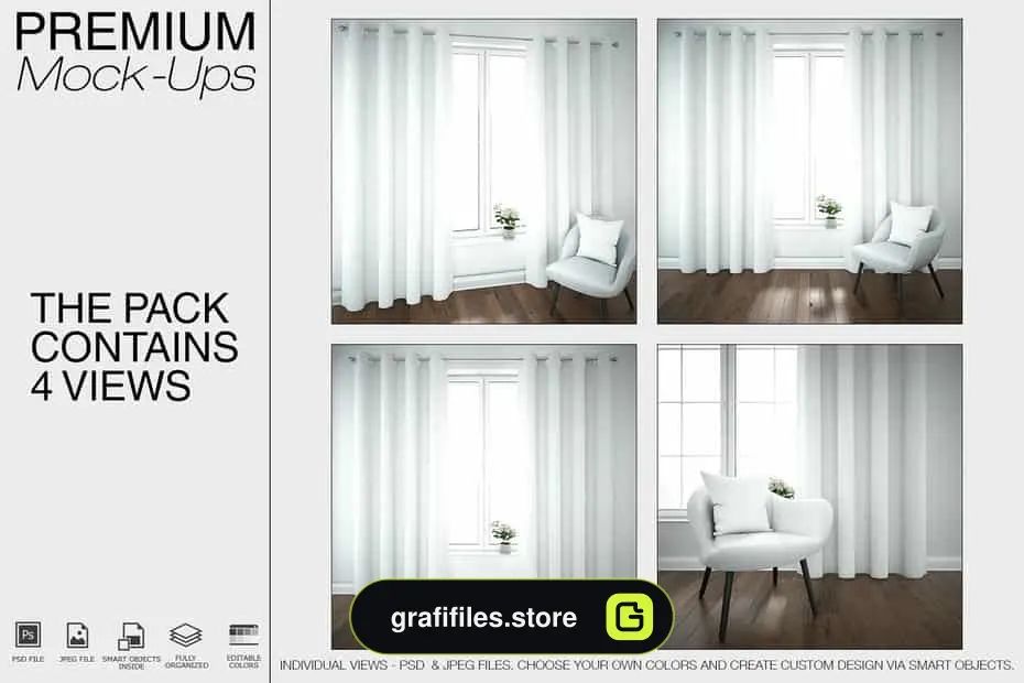 موکاپ پرده Curtains Mockup Set