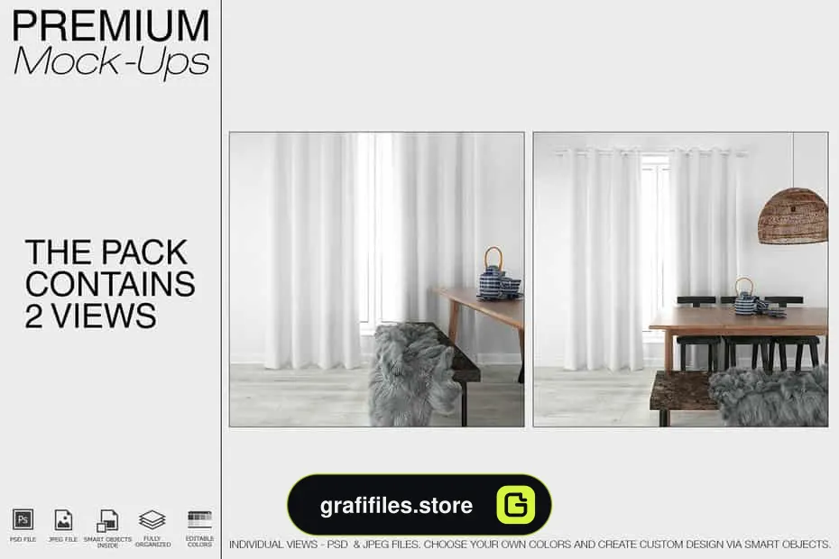 موکاپ پرده Curtains Mockup Set 3