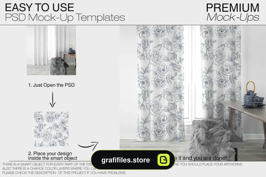موکاپ پرده Curtains Mockup Set 3