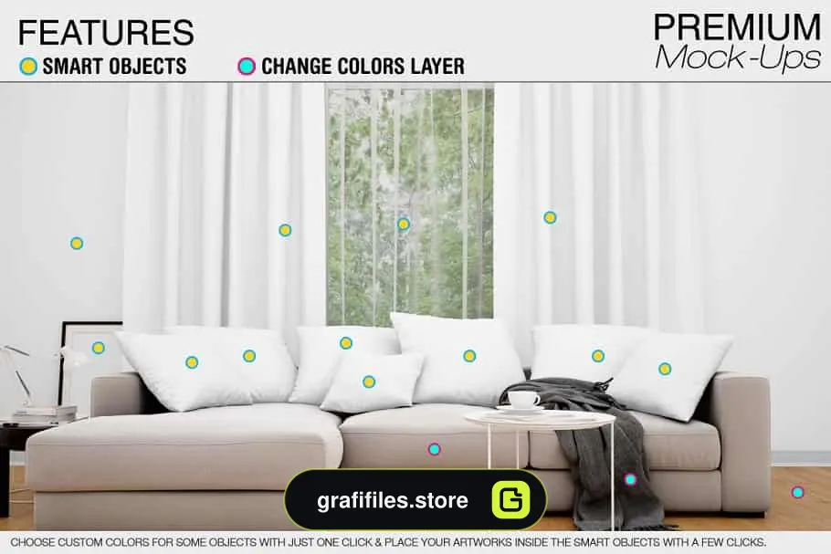 موکاپ پرده Curtains Mockup Set 4